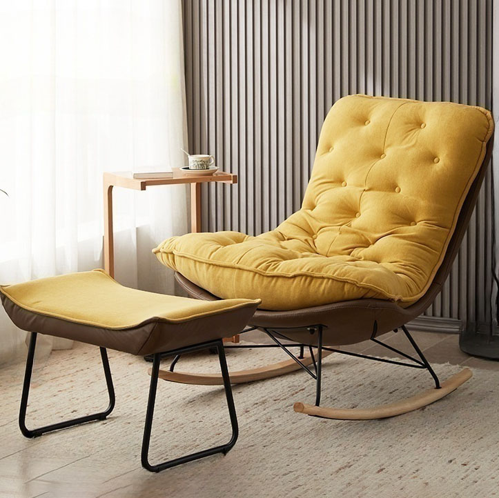 Modish Sand Ash Upholstered Rocking Accent Chair with Spindle Back and Stain Resistant - image 7