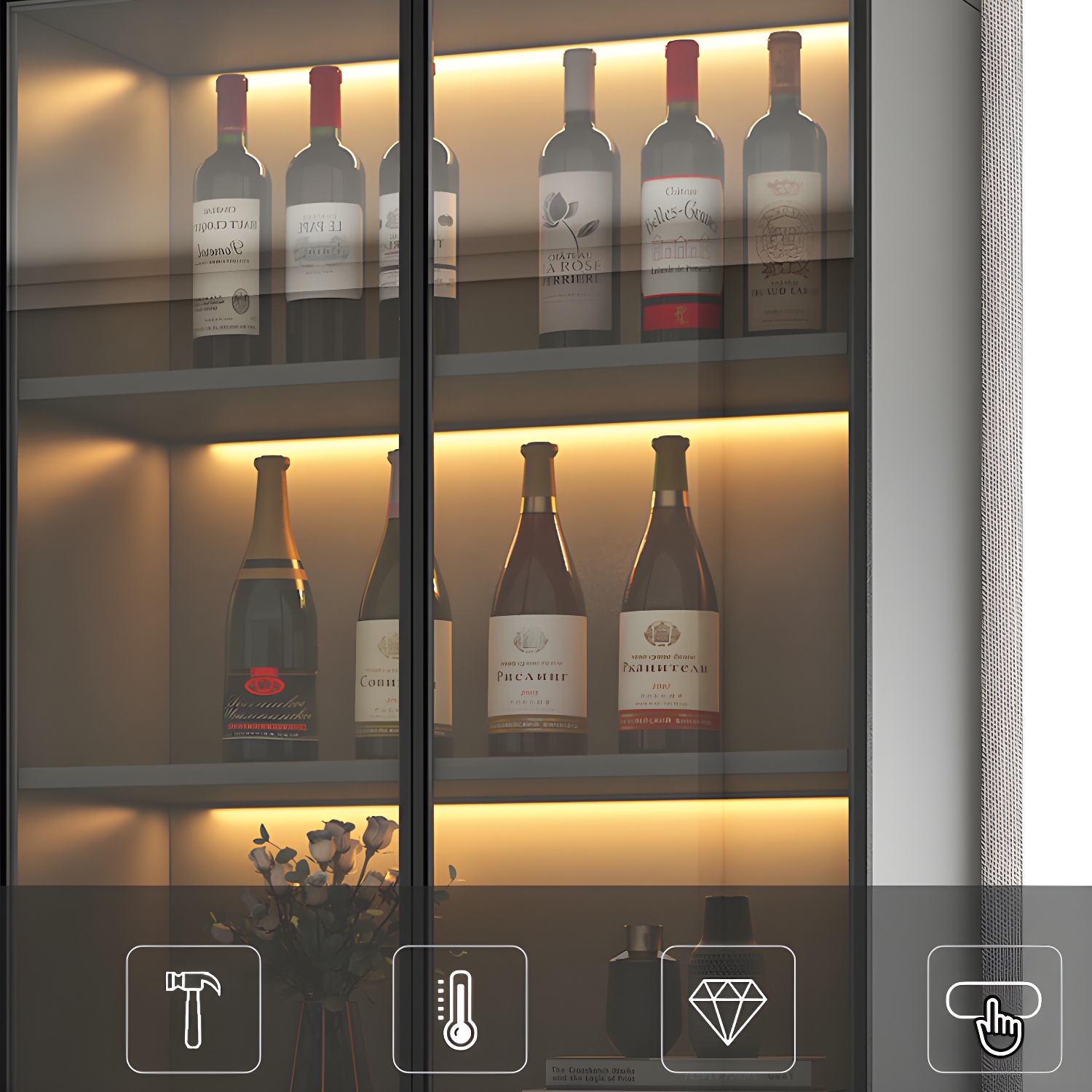 Accent Cabinet Rectangle Contemporary Glass Wood with Shelves - image 7