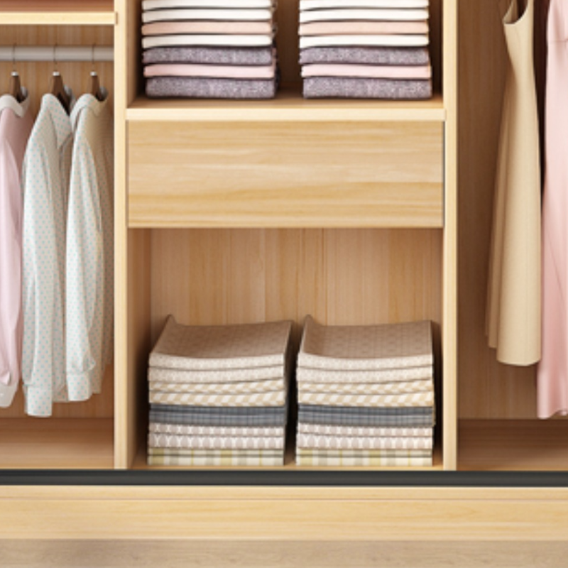 Natural Finish Minimalist Laminate Cabinet Armoire with 3-Drawer/4-Drawer, Soft Close Door, Interior Shelves, and Clothing Rod - image 4