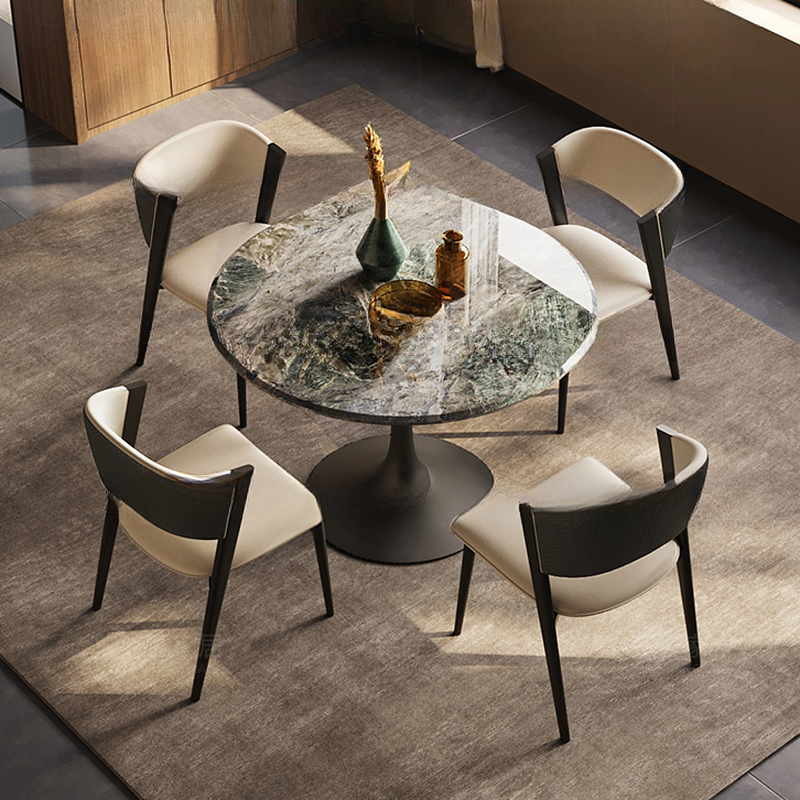 Art Deco Multi-Color Rounded Dining Table with Stone Top, Scratch-immune, Standard Height, Seats 2 - image 7