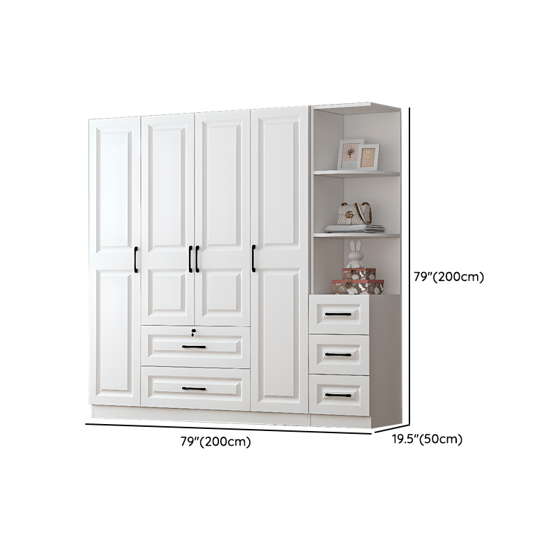 Sleek White Nordic Wooden Detached Almirah with Soft Close Drawers, Doors, and Clothing Rod - image 28