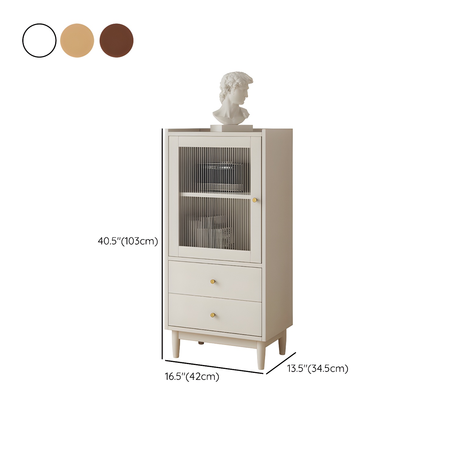 Scandinavian Glass Door Wood Cabinet with Drawers and Adjustable Shelves - Elegant Storage Furniture - image 12