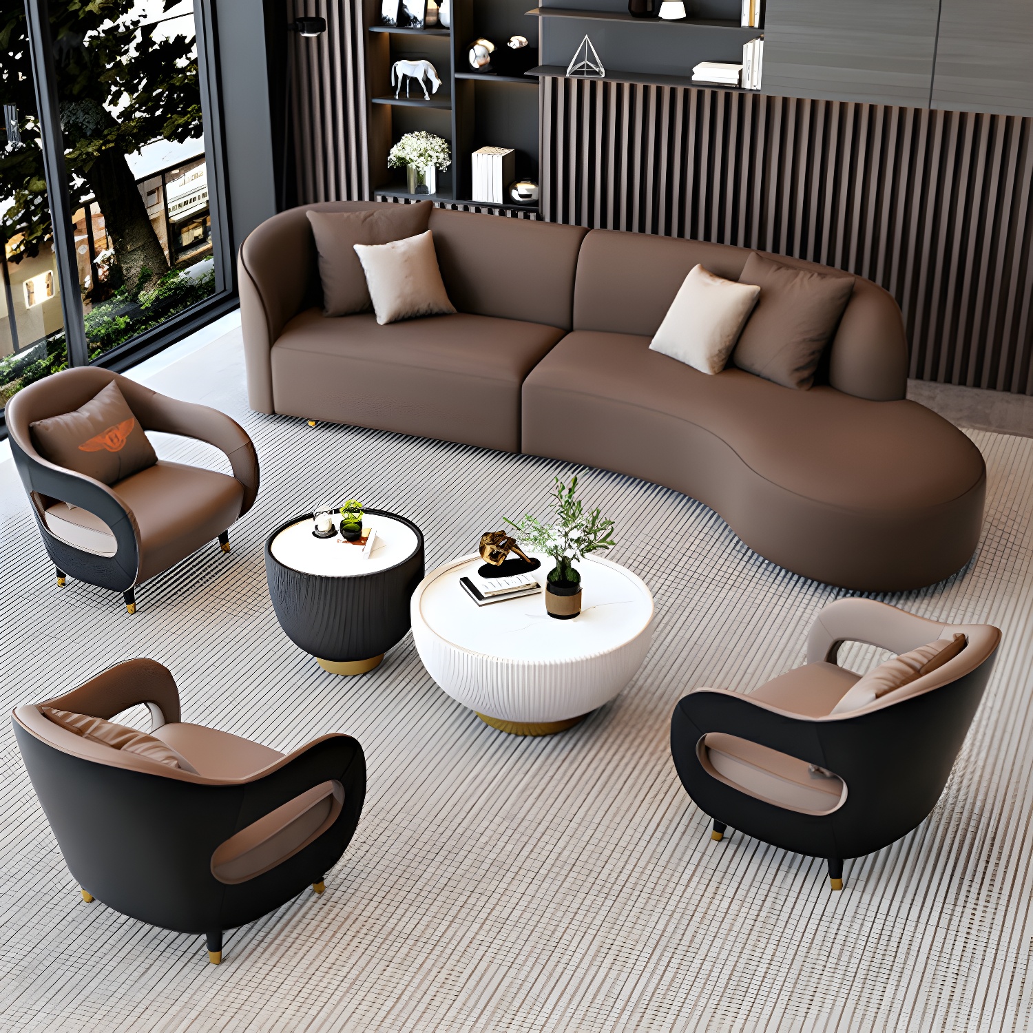 Modern Faux Leather Sectional Sofa Set with Wood Frame and Sponge Seat Fill Material - image 7