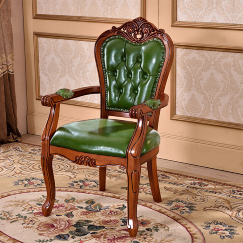 Modern Simple Style Queen Anne Upholstered Arm Chair with Arms, Walnut Timber Legs - image 3