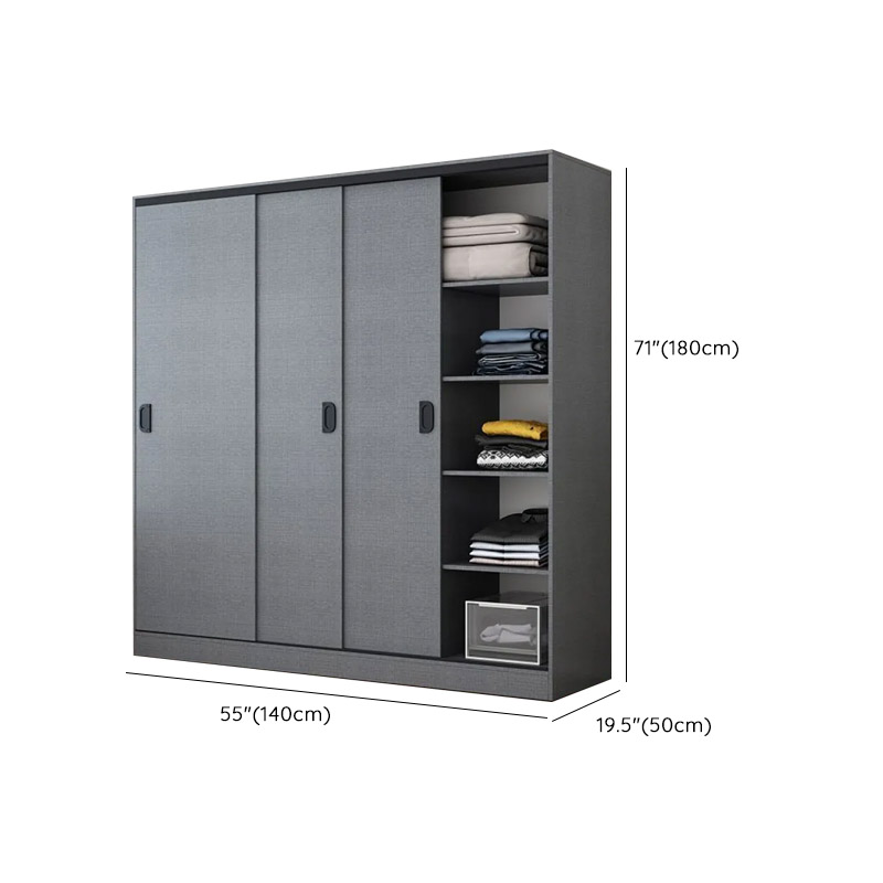 Dove Grey Modern Timber Wardrobe with Self-supporting Design, Soft Close Features, and Clothing Rod - image 9