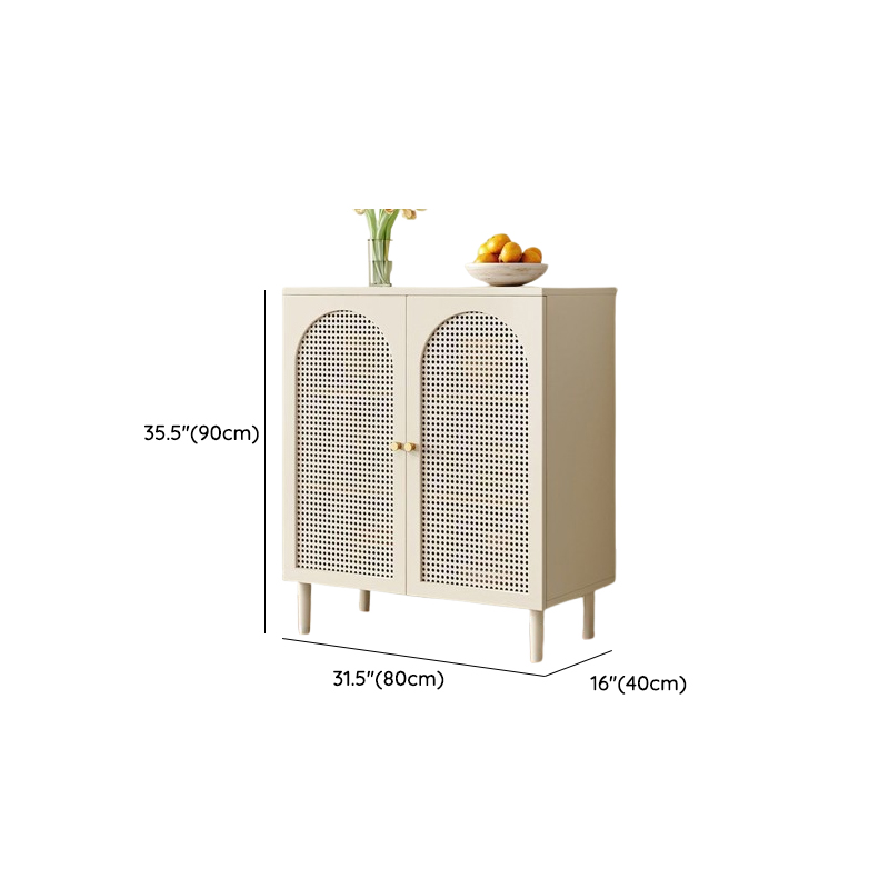 White Trendy Sideboard with 3 Drawers, Narrow/Standard Size, 3/6 Shelves, Lumber Countertop, and Glass-panel Door - image 17