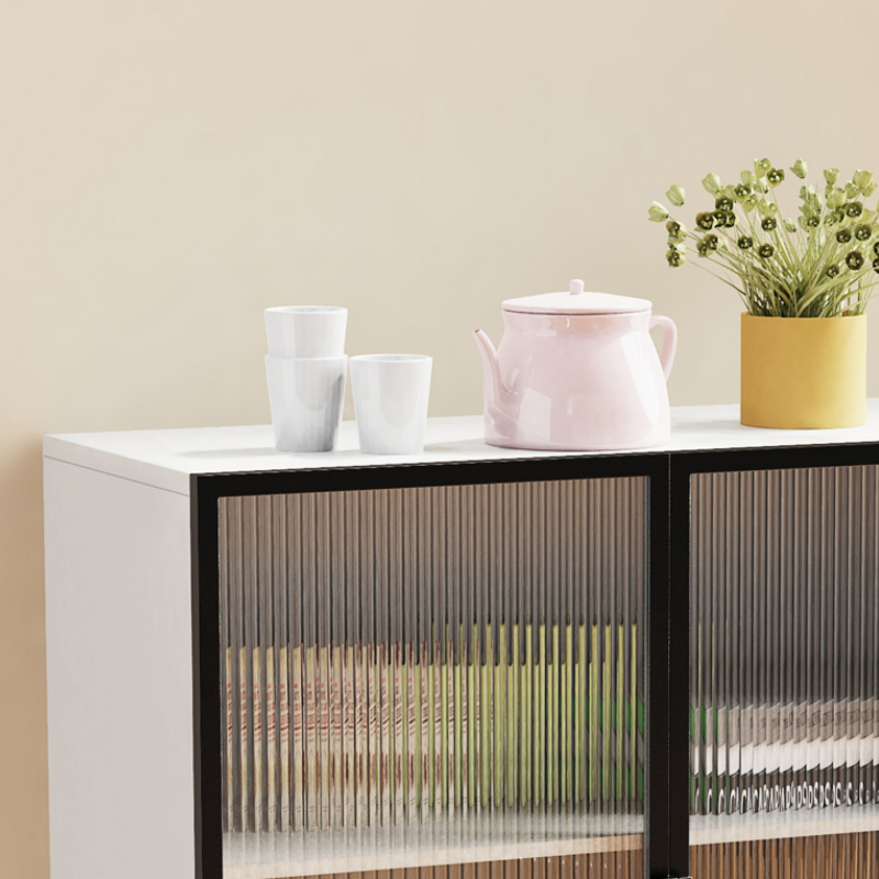 Contemporary Metal Floor-mounted Sideboard with Vertical Glass Doors - image 11
