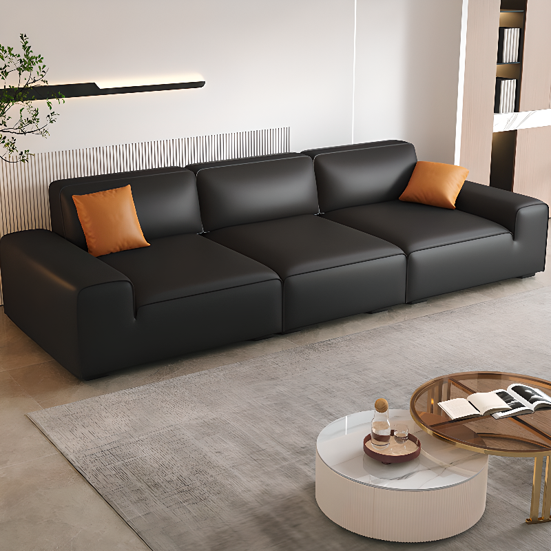 Midnight Black/White Standard Sofa/Loveseat with Armrest for Drawing Room