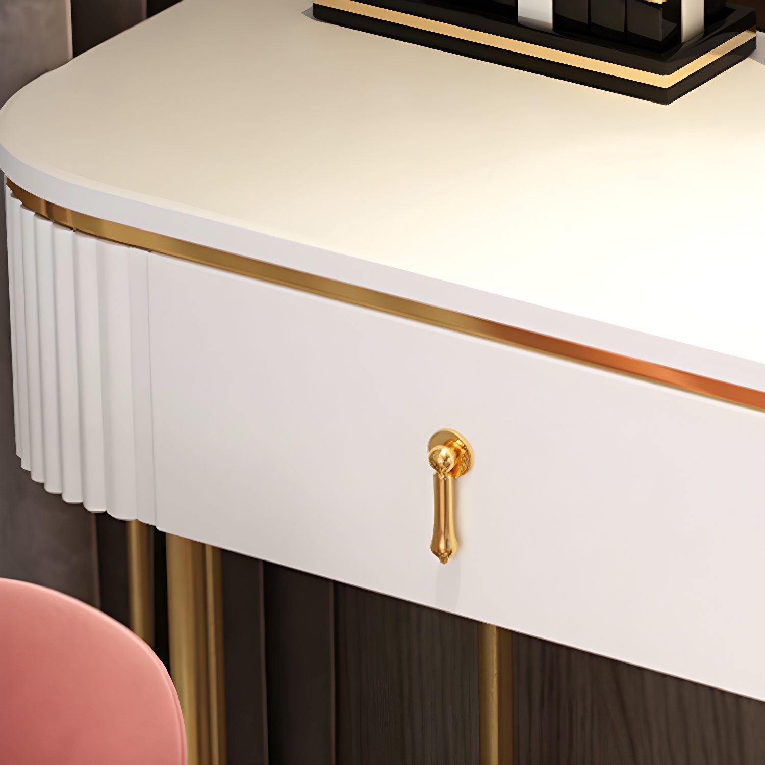 Glam 29.52" Height Makeup Vanity Set with Drawer and Mirror Vanity - image 13