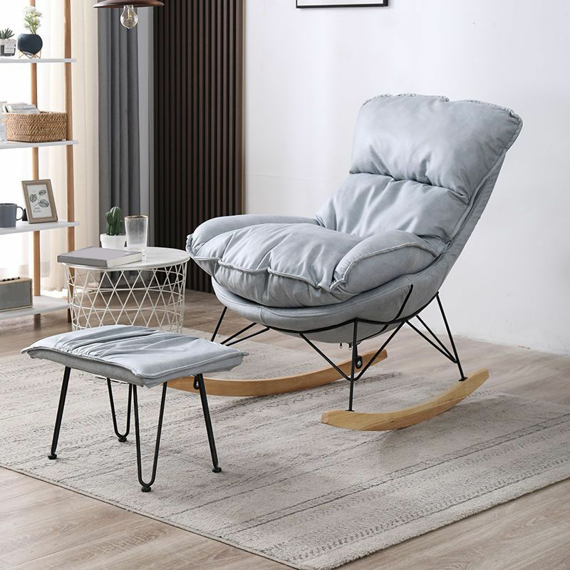 Stationary Rocker for Nursery Natural Wood Finish with Ottoman and Rear - image 16