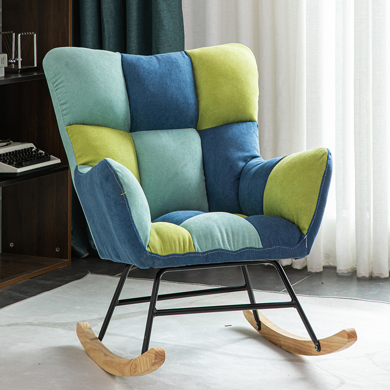 Modern Upholstered Rocking Chair with Tufted Seat - Natural Wood Legs for Stylish Home Decor - image 3