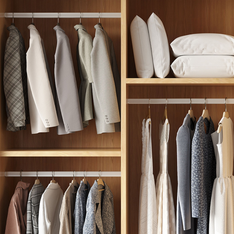 Modish Wooden Independent Armoire Cabinet with Soft Close Door, Interior Shelves, and Clothing Rod - image 8