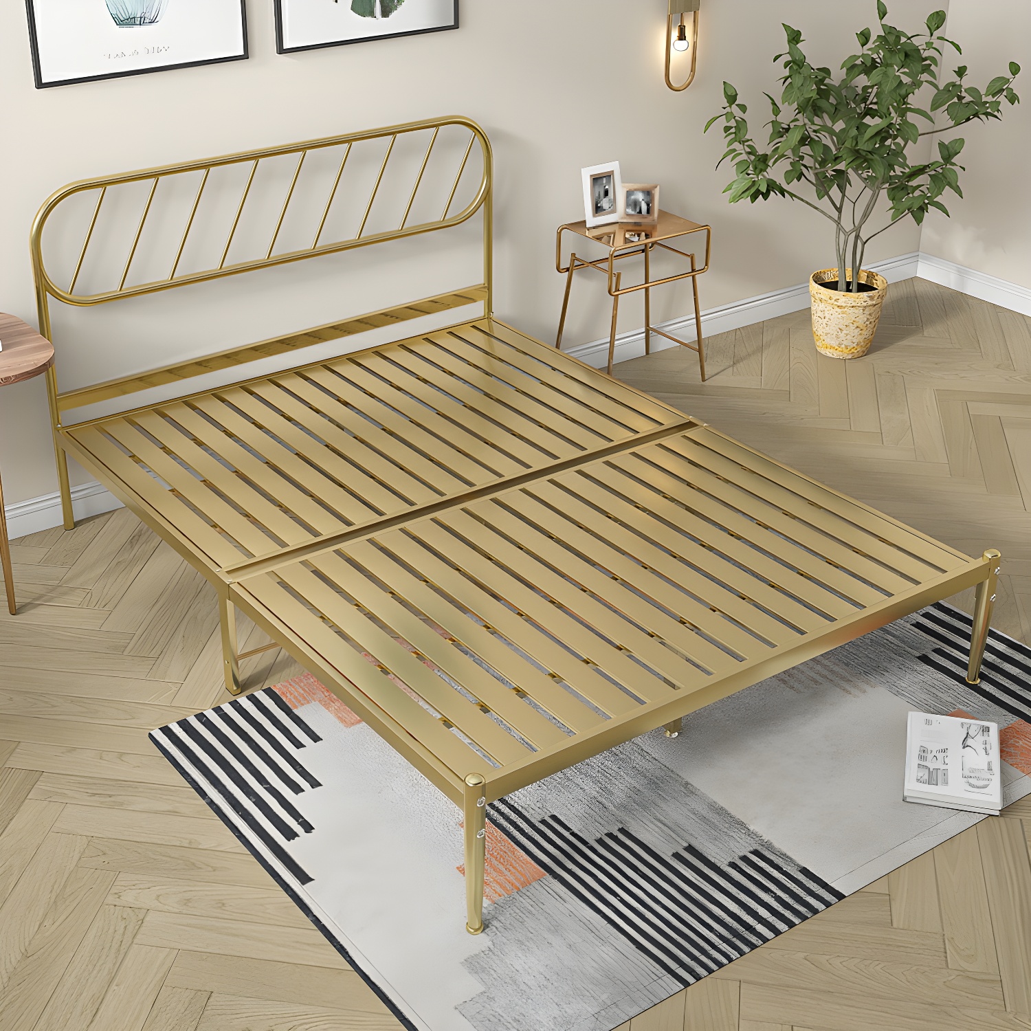 Modern Simple Style Open-Frame Panel with Metal Frame and Leg