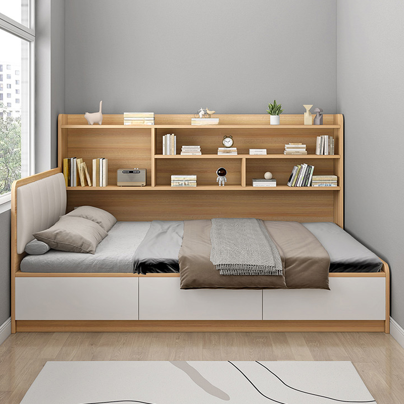 Unfinished Color Modern Tatami Bed with 3 Storage Boxes