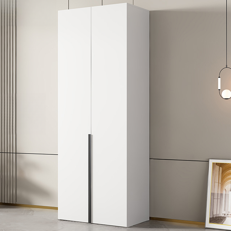 Modish Manufactured Wood Wardrobe Closet with Interior Shelves and Clothing Rod