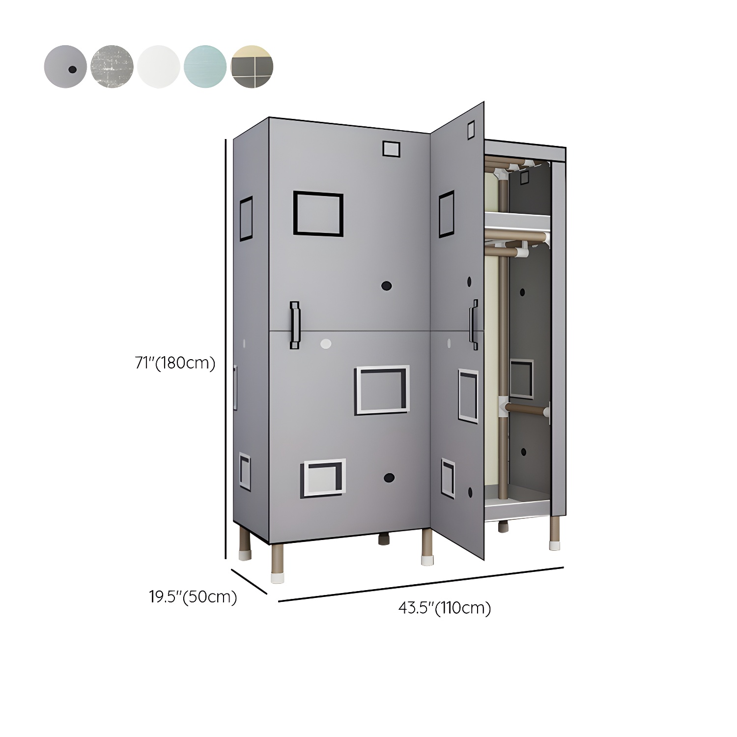 Foldable Freestanding Wardrobe Metal Frame Multifunctional Wardrobe for Bedroom - image 12