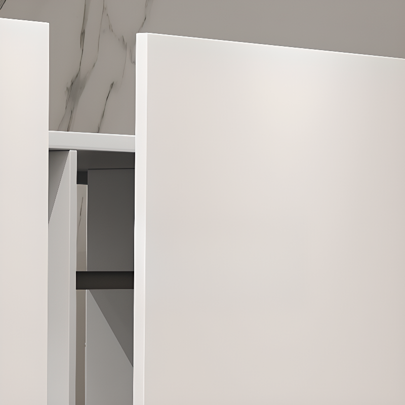 White Trendy Reclaimed Wood Almirah with Soft Close Drawer, Interior Shelves, and Hanging Rod - image 4