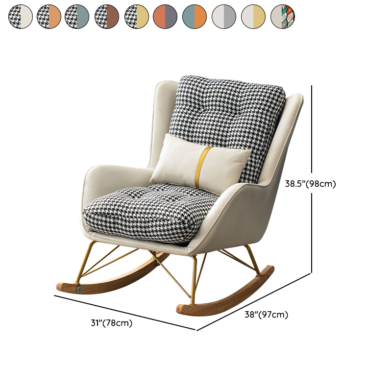 Ergonomic Stationary Round Arm Living Spaces Rocking Chair with Rear, Winged-back Chair - image 19
