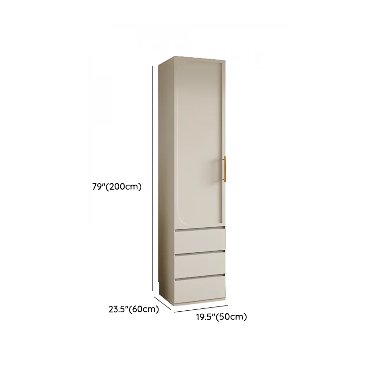 White Minimalist Wooden Wardrobe Closet with Soft Close Drawer, Soft Close Door, Interior Shelves, and Clothing Rod - image 21
