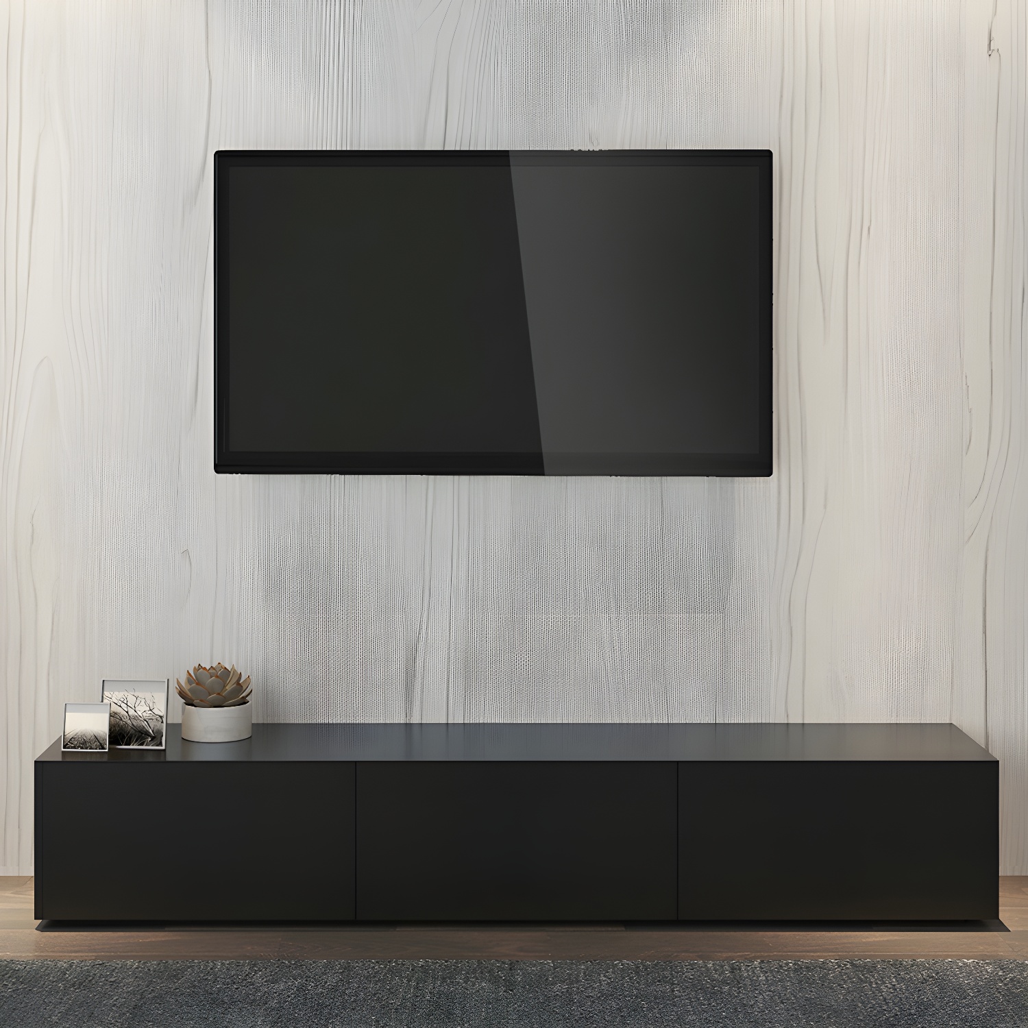 Modern TV Stand with Drawers and Soft Close Glides - Low Height, Wood Material - image 6