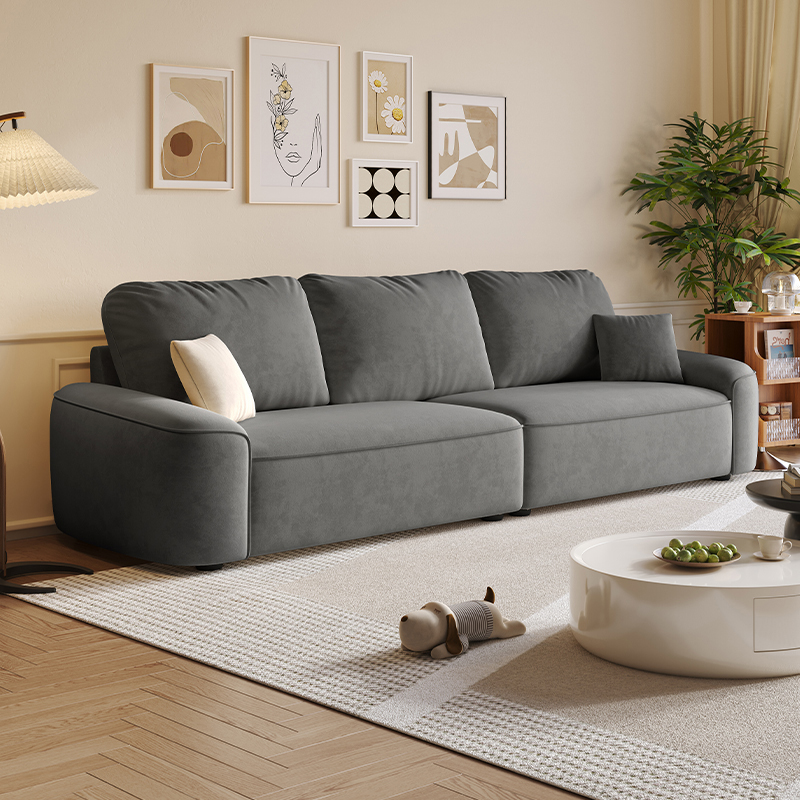 Tear Resistant Standard Sofa in Gray/Ivory/Citrus Color with 5 Pillows