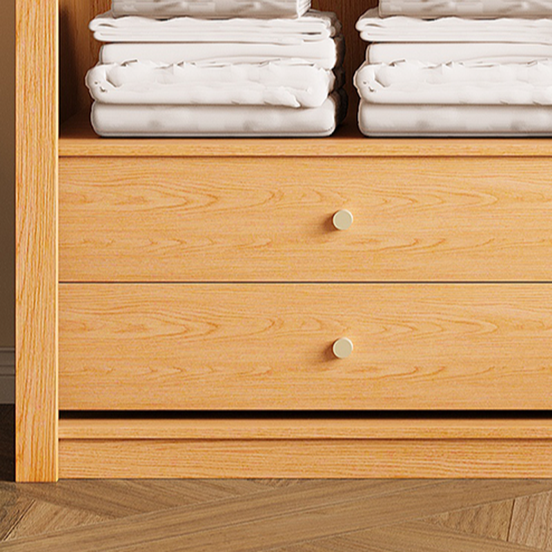 Wood Grain Minimalist Natural Wood Wardrobe Closet with Soft Close Drawer, Soft Close Door, Interior Shelves, and Clothing Rod - image 9