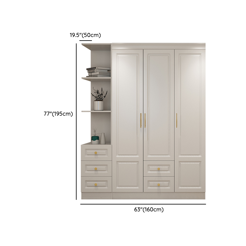 White Minimalist Lumber Wardrobe Closet with Soft Close Drawer, Soft Close Door, Interior Shelves, and Clothing Rod - image 20