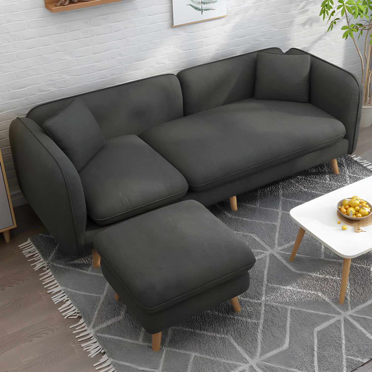 Modern Linen Tuxedo Arm Standard Sofa with Bolster Pillows for Living Room - image 14