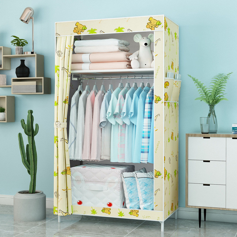 Modish Alloy Unfixed Wardrobe Closet with Interior Shelves and Clothing Rod - image 8