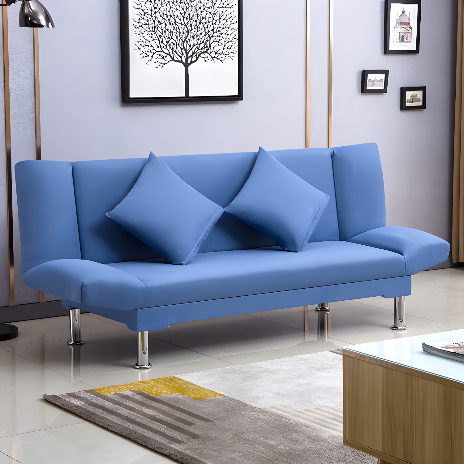 Silver Transitional Modern Tight Back Sofa Bed 29.53"High Armless Sofa Bed - image 12