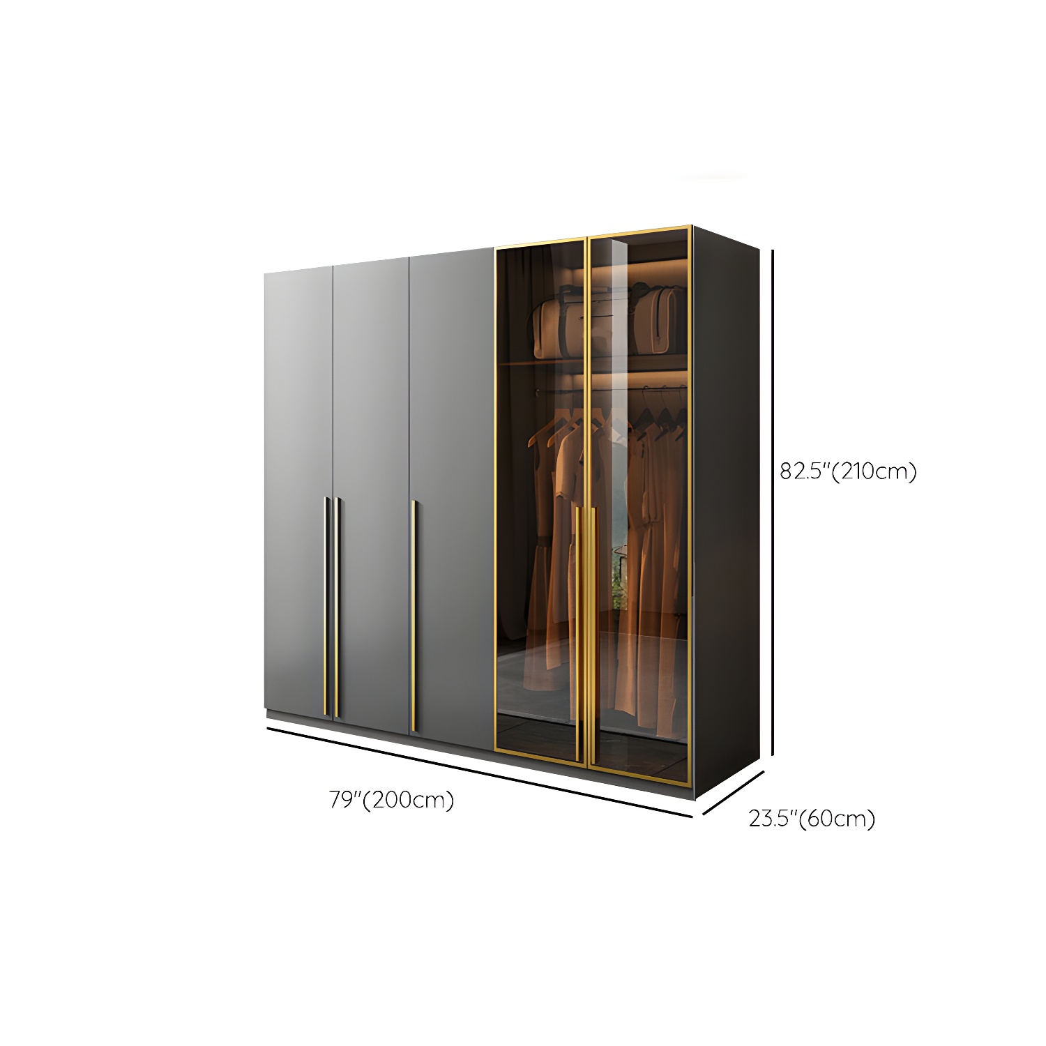 Modern Glass Wardrobe Wardrobe Armoire Wardrobe Cabinet for Home - image 14