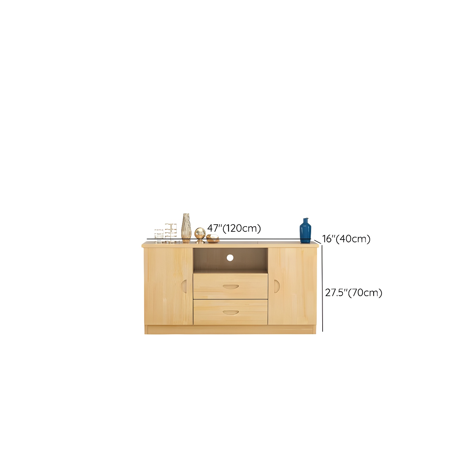 16" Wide Pine Wood Sideboard Table with Doors and Drawers for Living Room - image 11