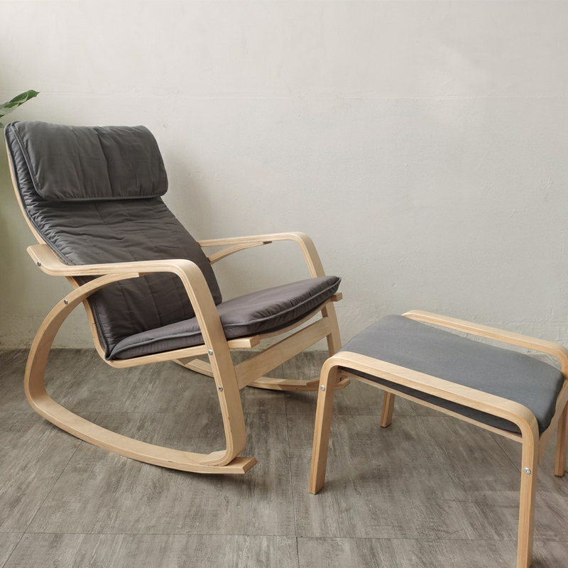 Modern Upholstered Rocking Chair Set with Track Arms and Matching Ottoman - image 9