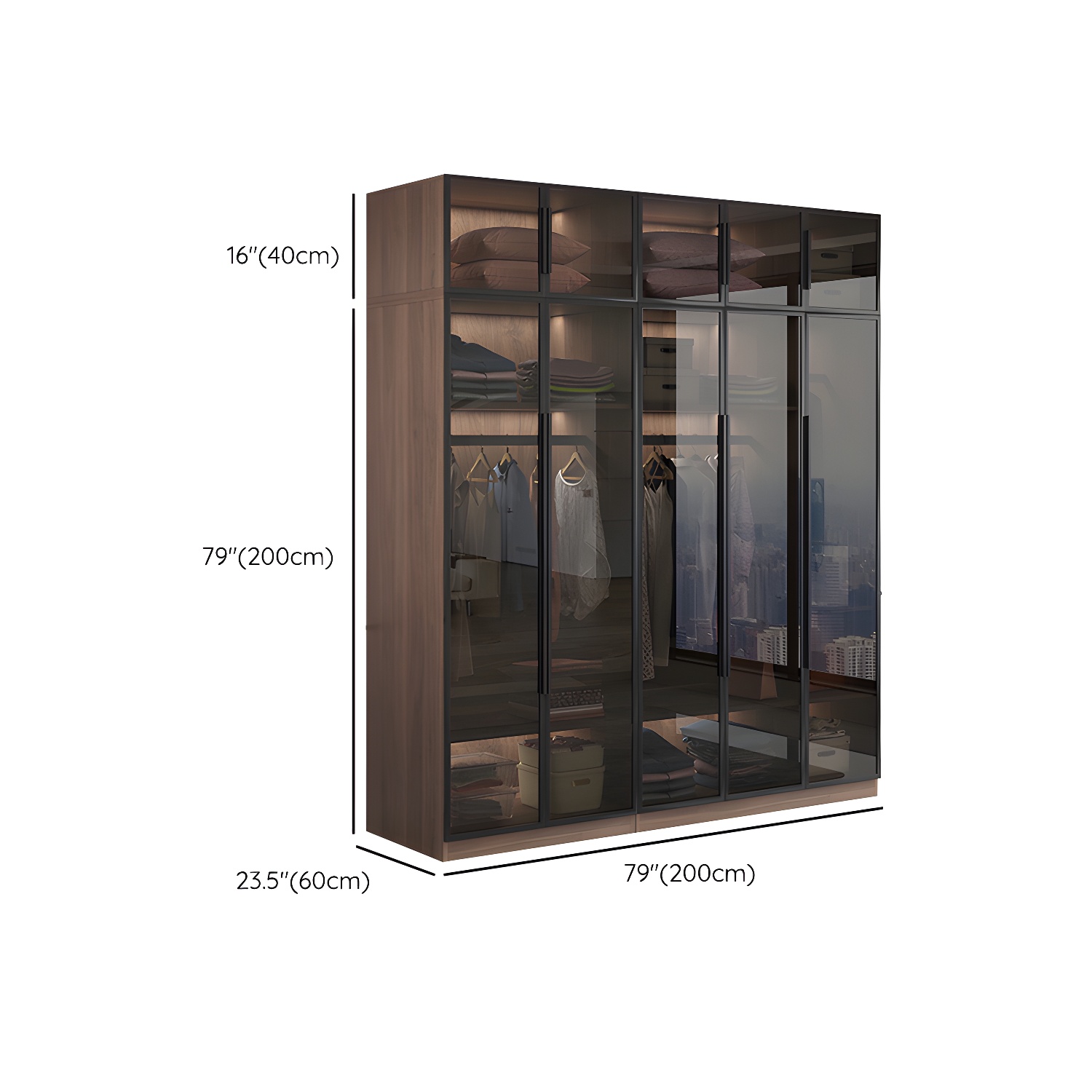 Engineered Wood Armoire Modern Brown Wardrobe Closet with Garment Rod - image 19
