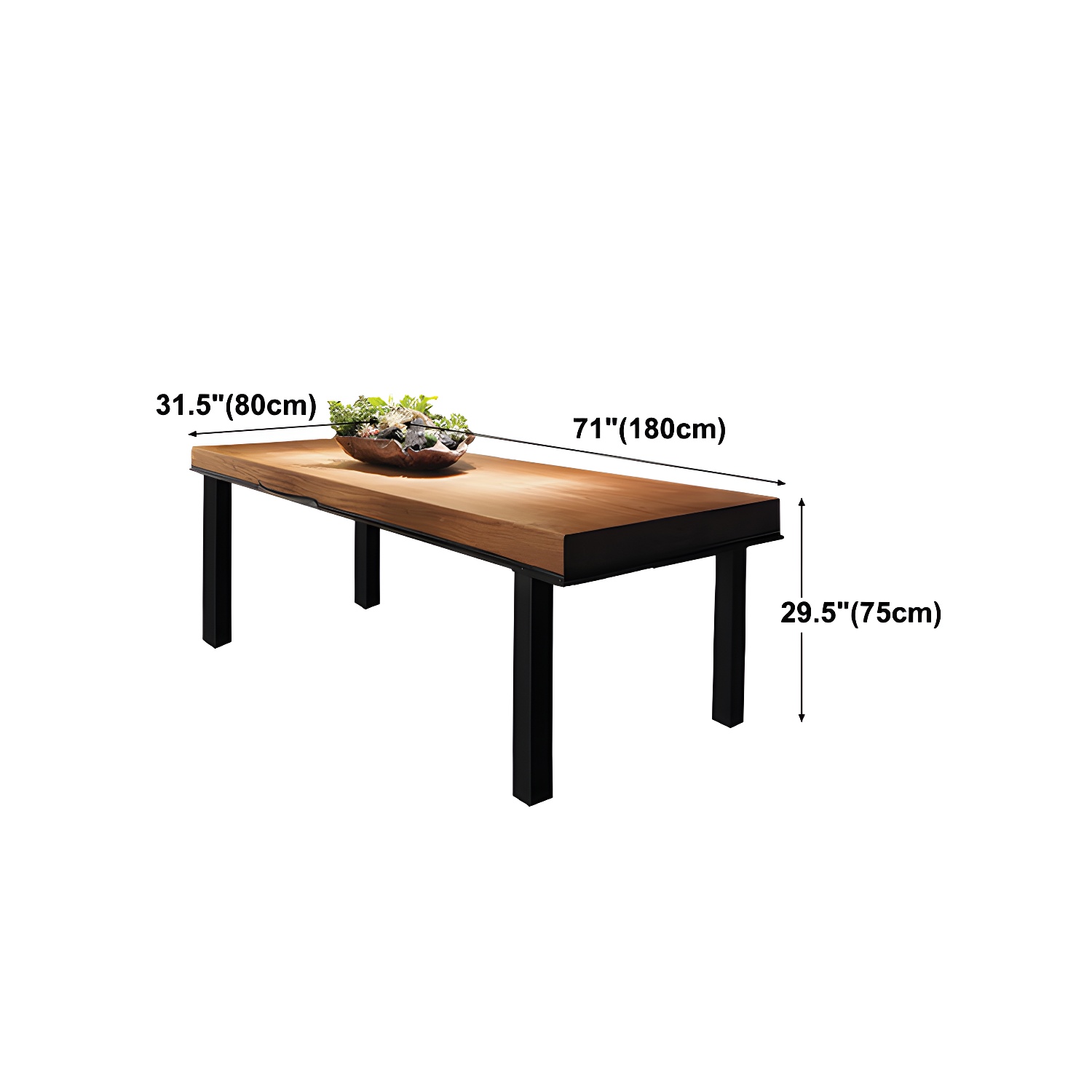 Industrial Rectangle Dining Table Pine Solid Wood Table with 4 Black Metal Legs - image 16