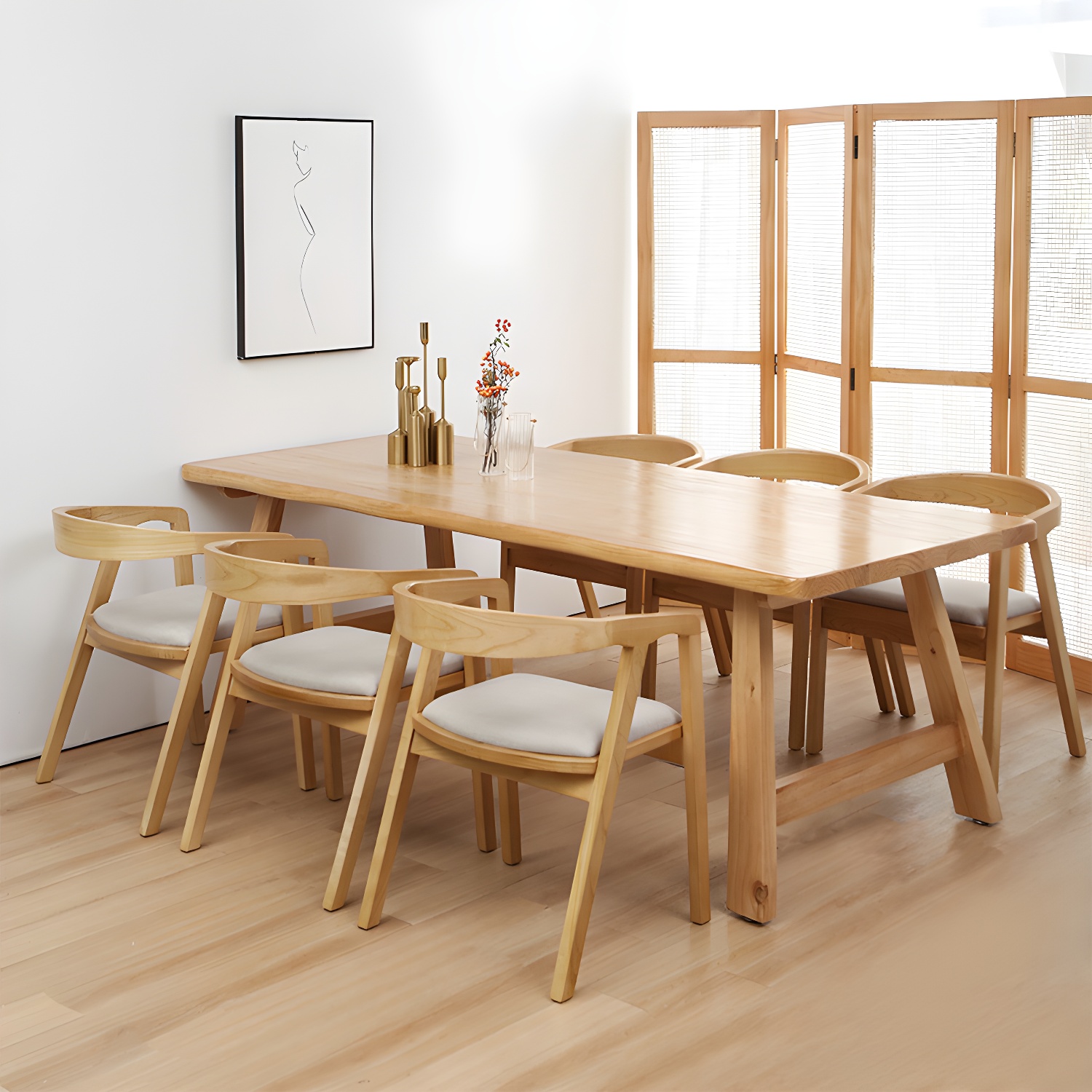 Home Pine Dining Room Set 1/2/5/7 Pieces Modern Dining Room Table Set
