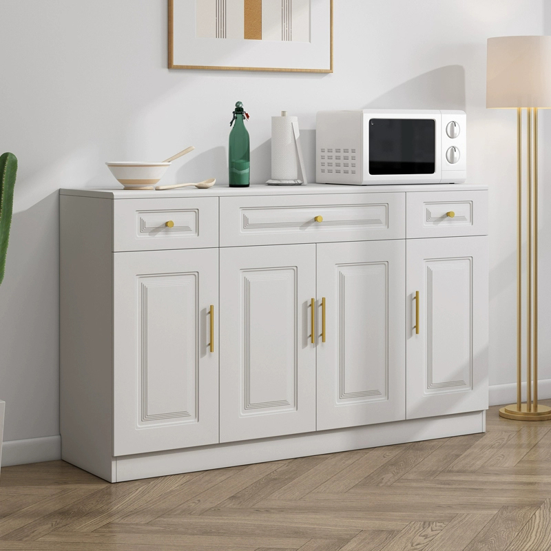 White Modern Wood Sideboard with Drawer and Cabinet with Adjustable Shelves - image 2