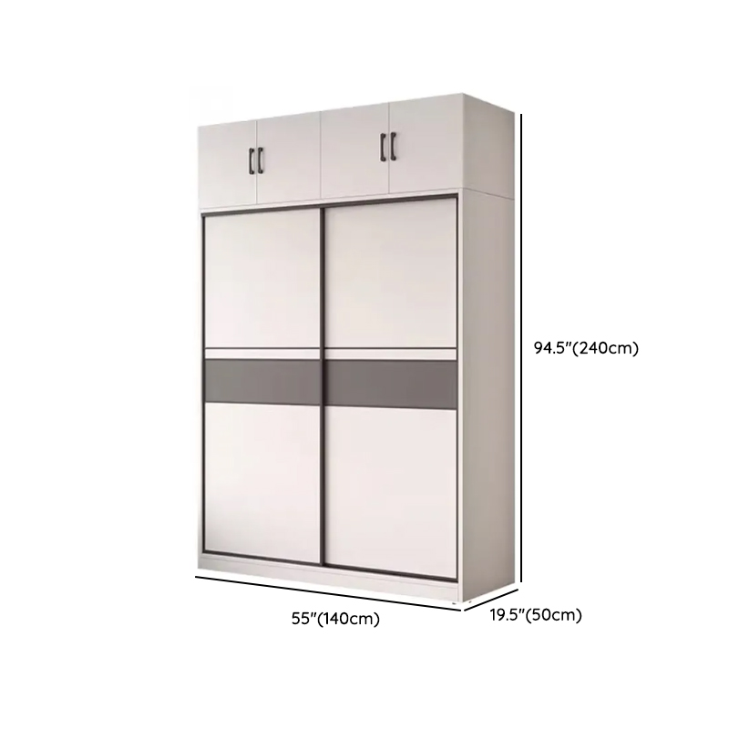 White Minimalist Manufactured Wood Wardrobe Closet with Interior Shelves and Clothing Rod - image 21