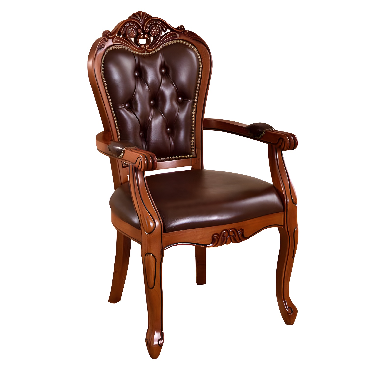 Leather High Back Dining Side Chair Kitchen Side Chair with Solid Wood Legs - image 11
