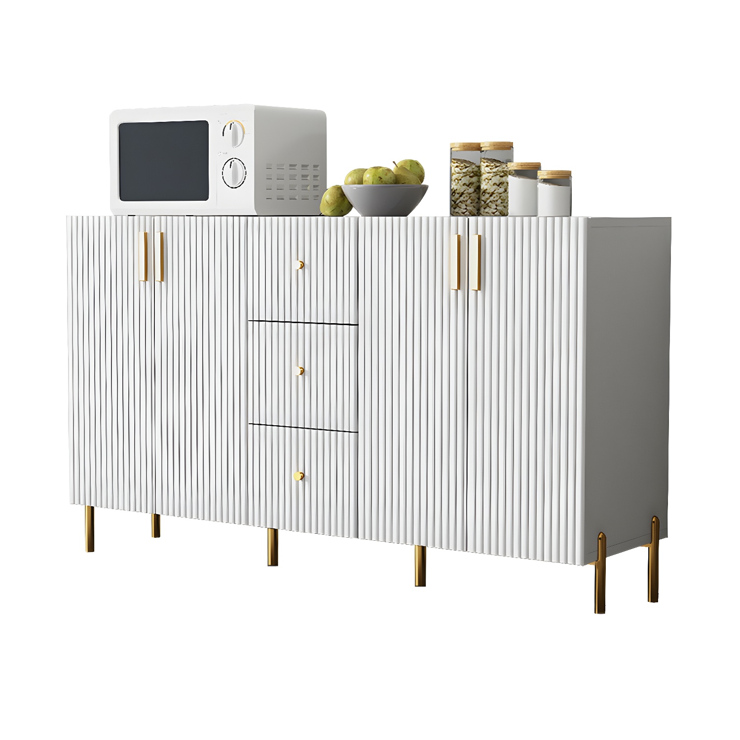 Living Room Glam Faux Wood Sideboard with Shelves and 3 Drawers - image 7