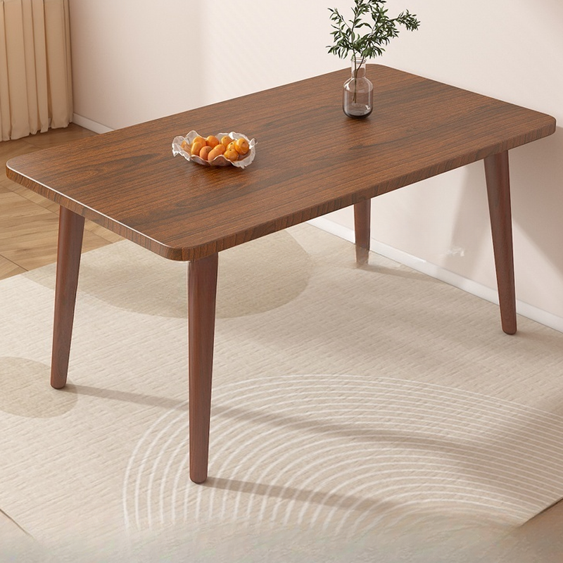 Dining Table Set with Rectangular Recycled Wood Table and 4 Legs, Padded Chair Back in White/Auburn/Unfinished