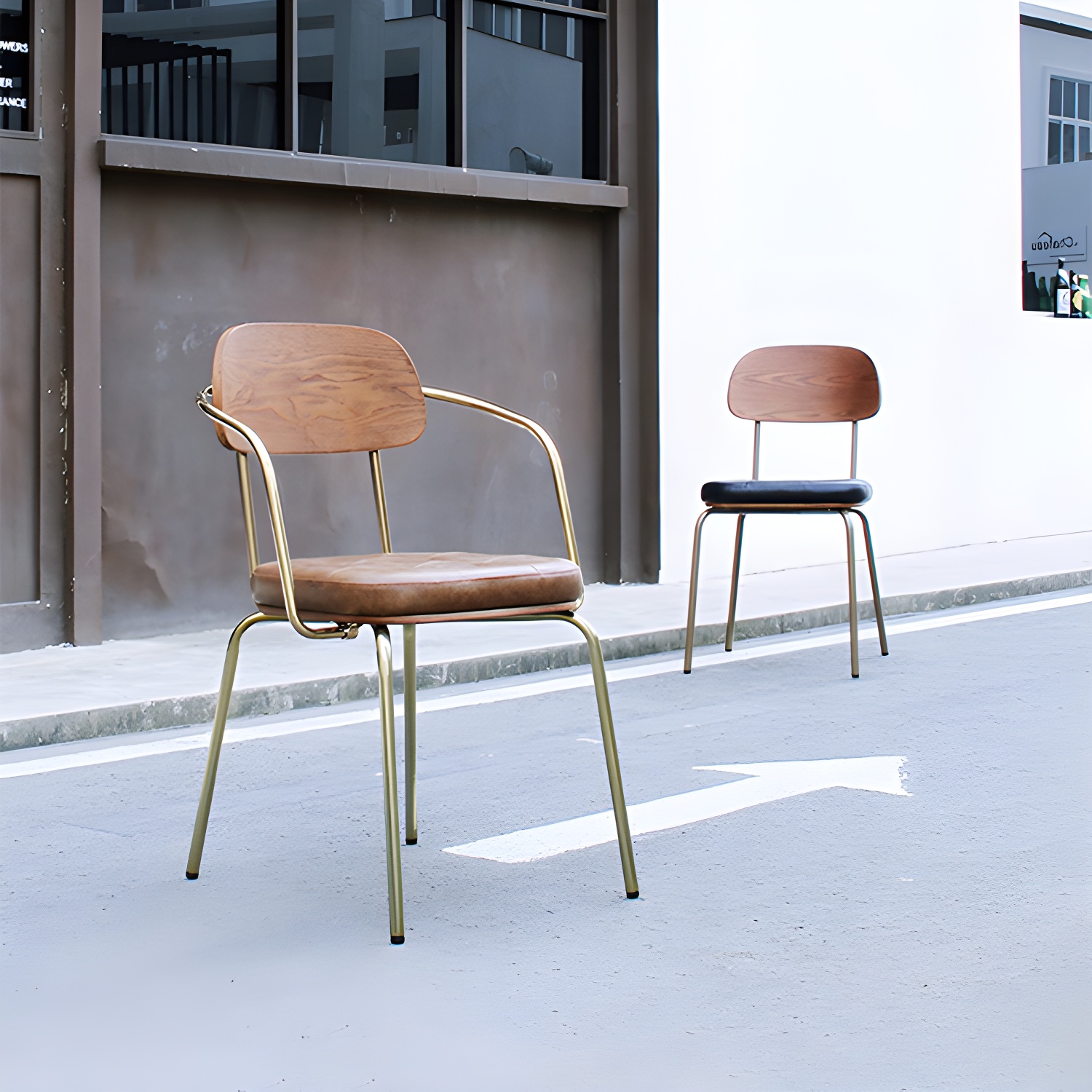 Industrial Style Leather Dining Side Chair Dining Room Open Back Side Chair Set - image 21