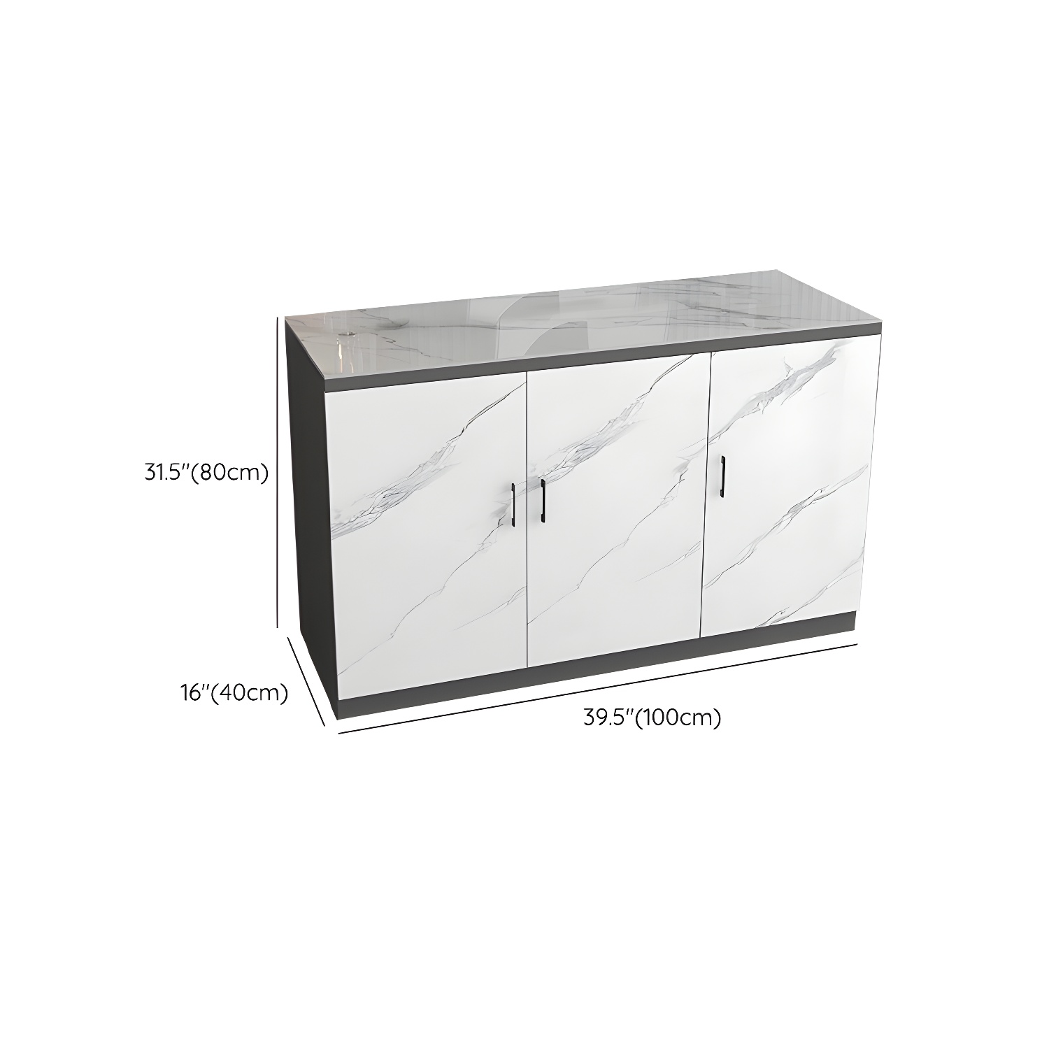 White Modern Wood Server with Stone Countertop and Cabinet Included - image 11