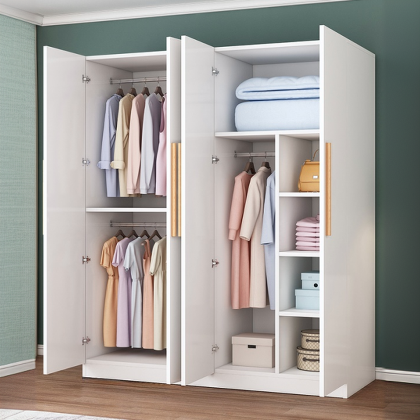 Minimalist Manufactured Wood Independent Wardrobe Closet with Soft Close Door, Interior Shelves, and Clothing Rod - image 3