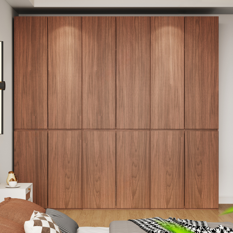 Cocoa Minimalist Natural Wood Wardrobe Closet with Soft Close Door, Interior Shelves, and Clothing Rod