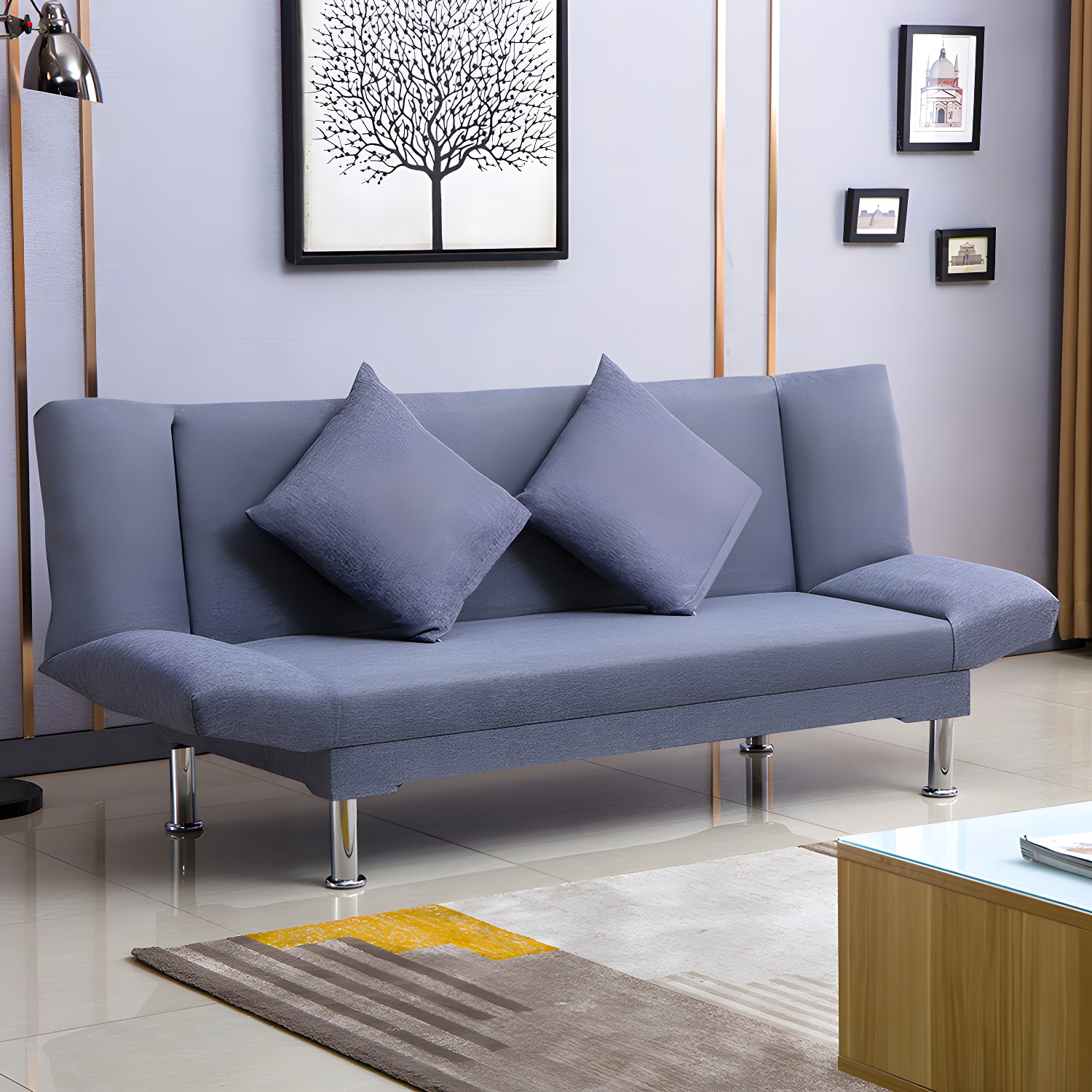 Silver Transitional Modern Tight Back Sofa Bed 29.53"High Armless Sofa Bed - image 43