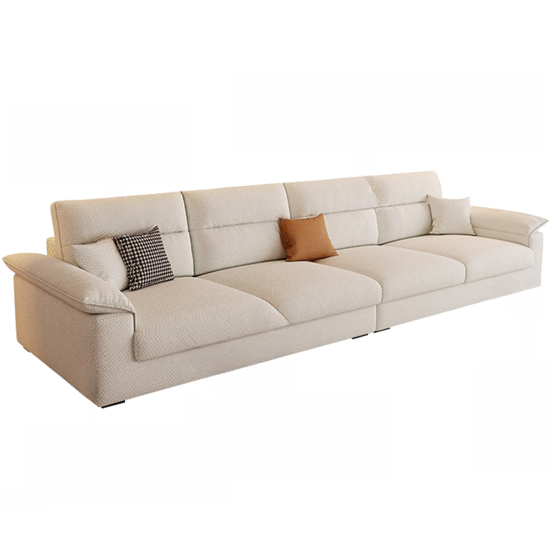Straight Tear Resistant Sofa with Cushion Back in Ivory, Seats 4/3 Person, Horizontal Orientation, and Recessed Arm - image 5