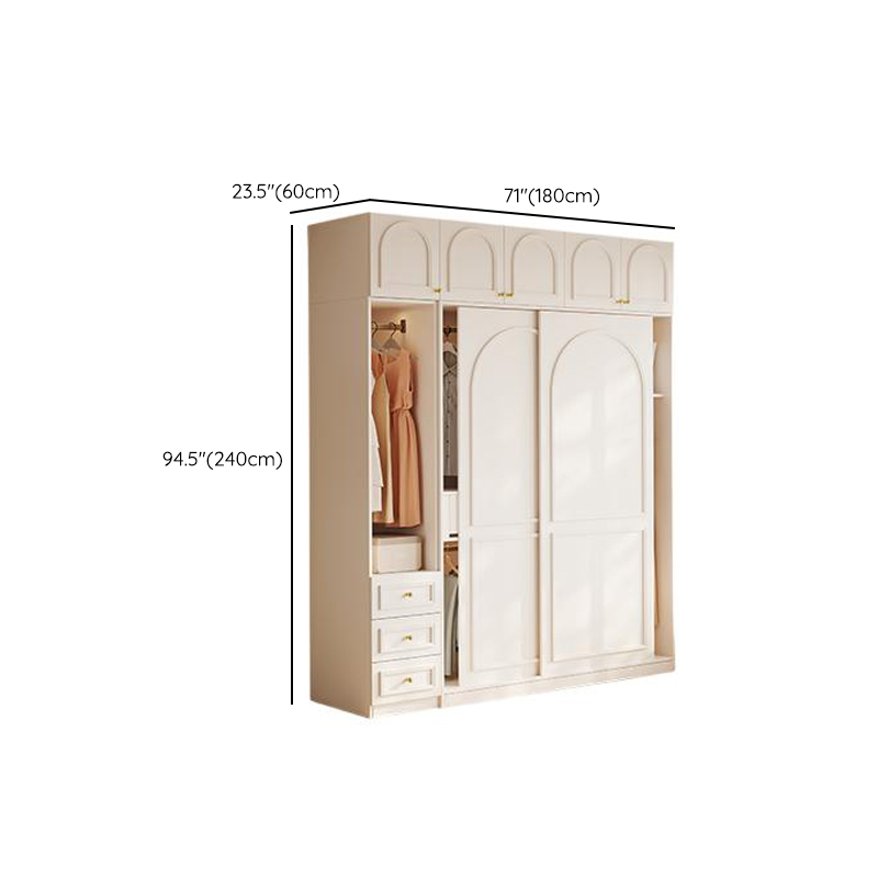 Casual White Wooden Wardrobe with 5 Drawers/4 Drawers/2 Drawers, Interior Shelves & Hanging Rod - image 10