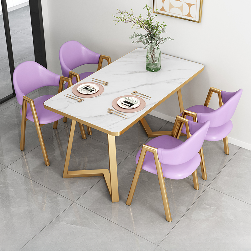 Glamorous Stone Top Sleigh Base Dining Table Set - image 16