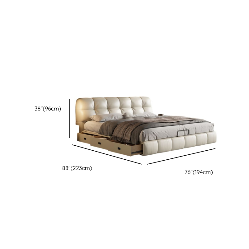Beige Solid Color Storage Bed with 3 Storage Boxes, Pine Wood Frame, and Button-tufted Design for Living Room - image 16
